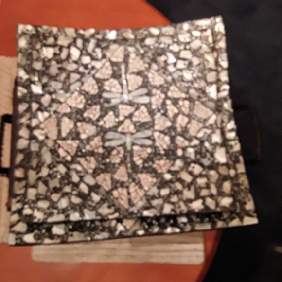 Balinese Mosaic Small Square Dragonfly Plates - Picture 1 of 6